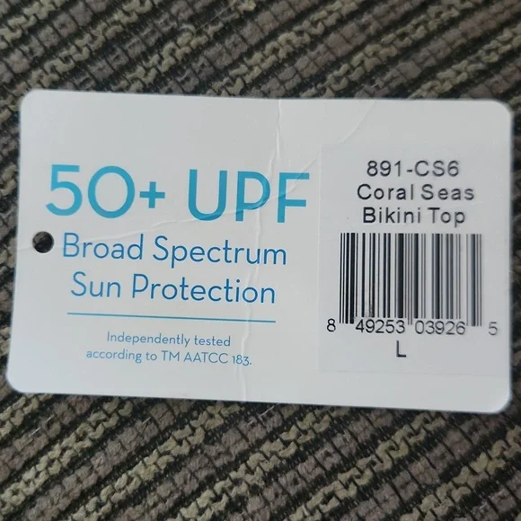 Cabana Life Preppy Beach UPF 50+ Coastal Bikini Set Swim Coral & Turquoise L - Picture 13 of 16